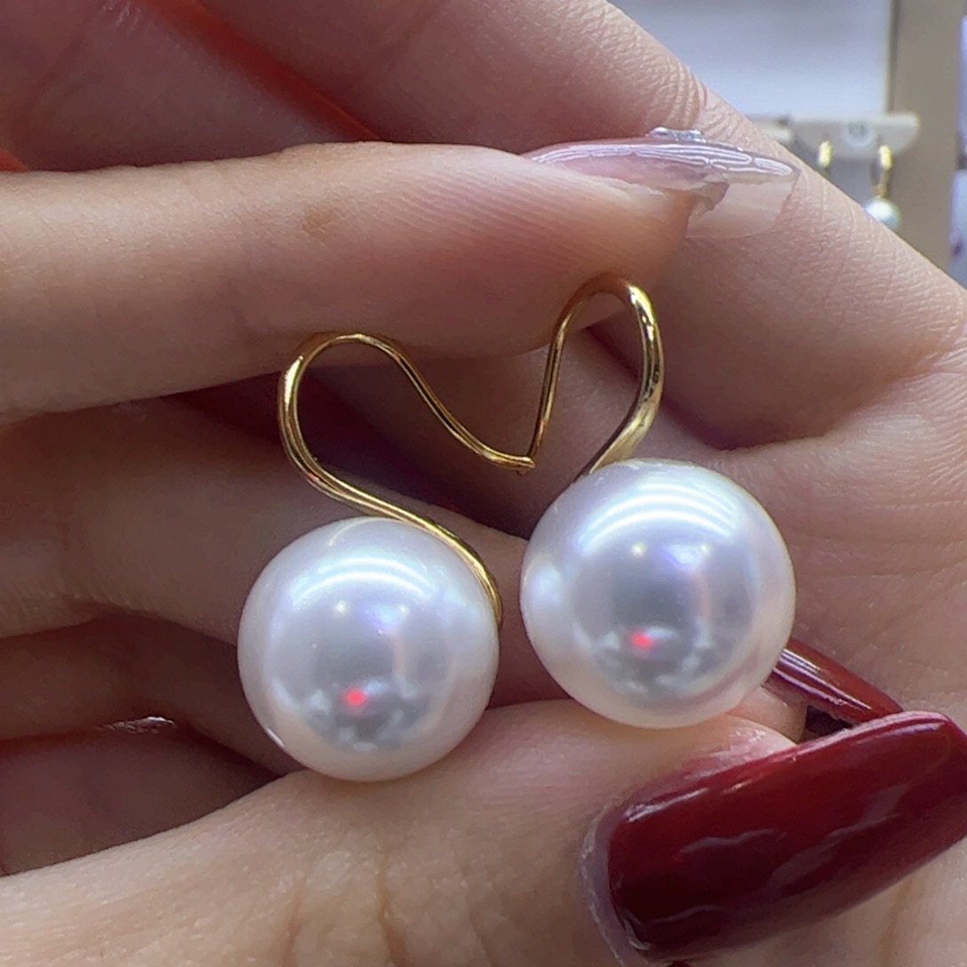 淡水珍珠耳饰18K金镶嵌