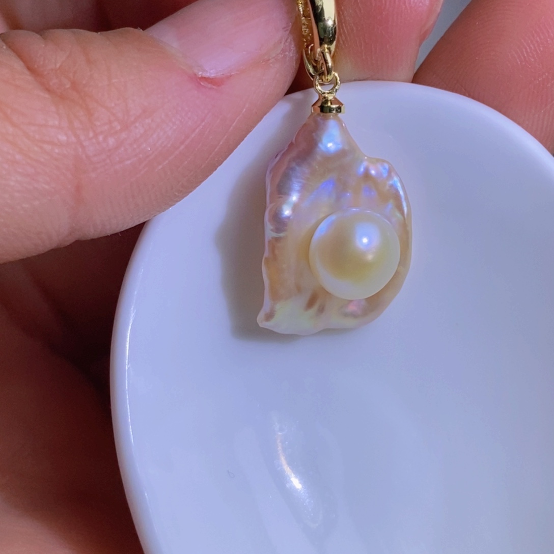 银S925镶嵌天然淡水珍珠淡水珍珠