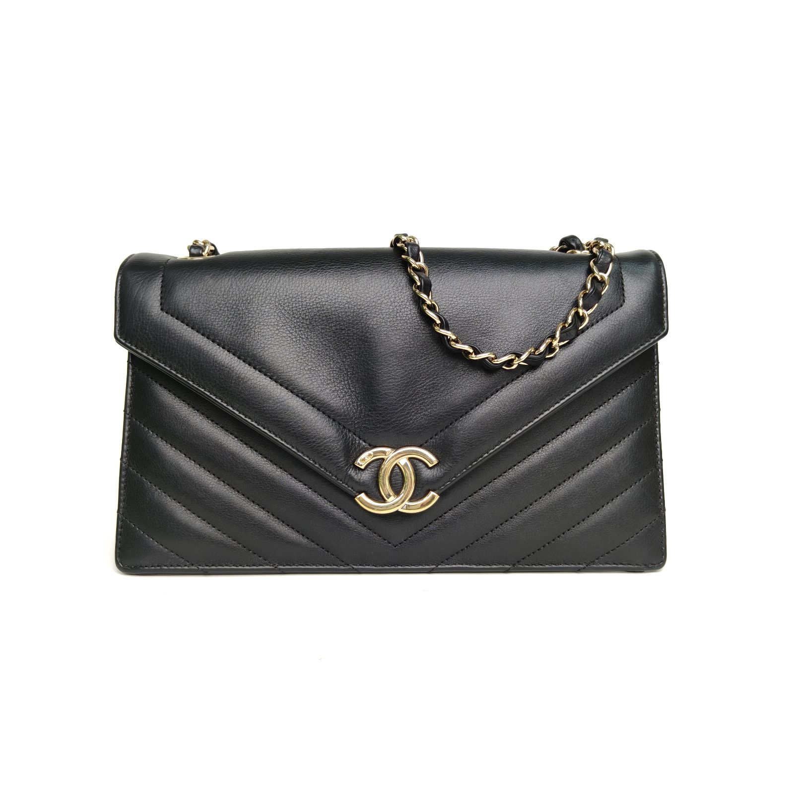 95新 Chanel/香奈儿 小花Jerry活动黑色 27开CF口盖包 中号