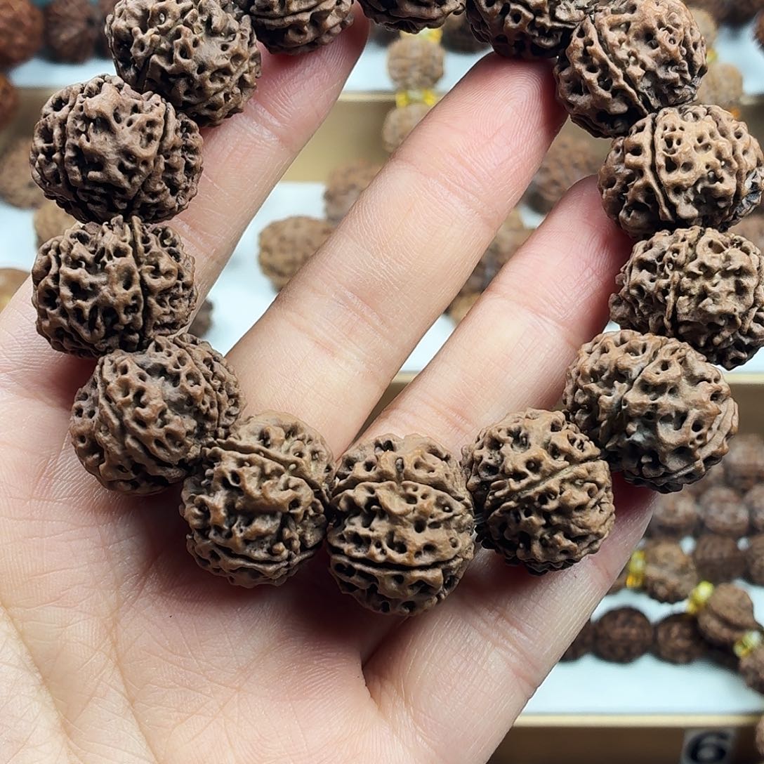 江***荳金刚菩提手串收藏版稀有精品6瓣天然纽扣飞碟蜂窝