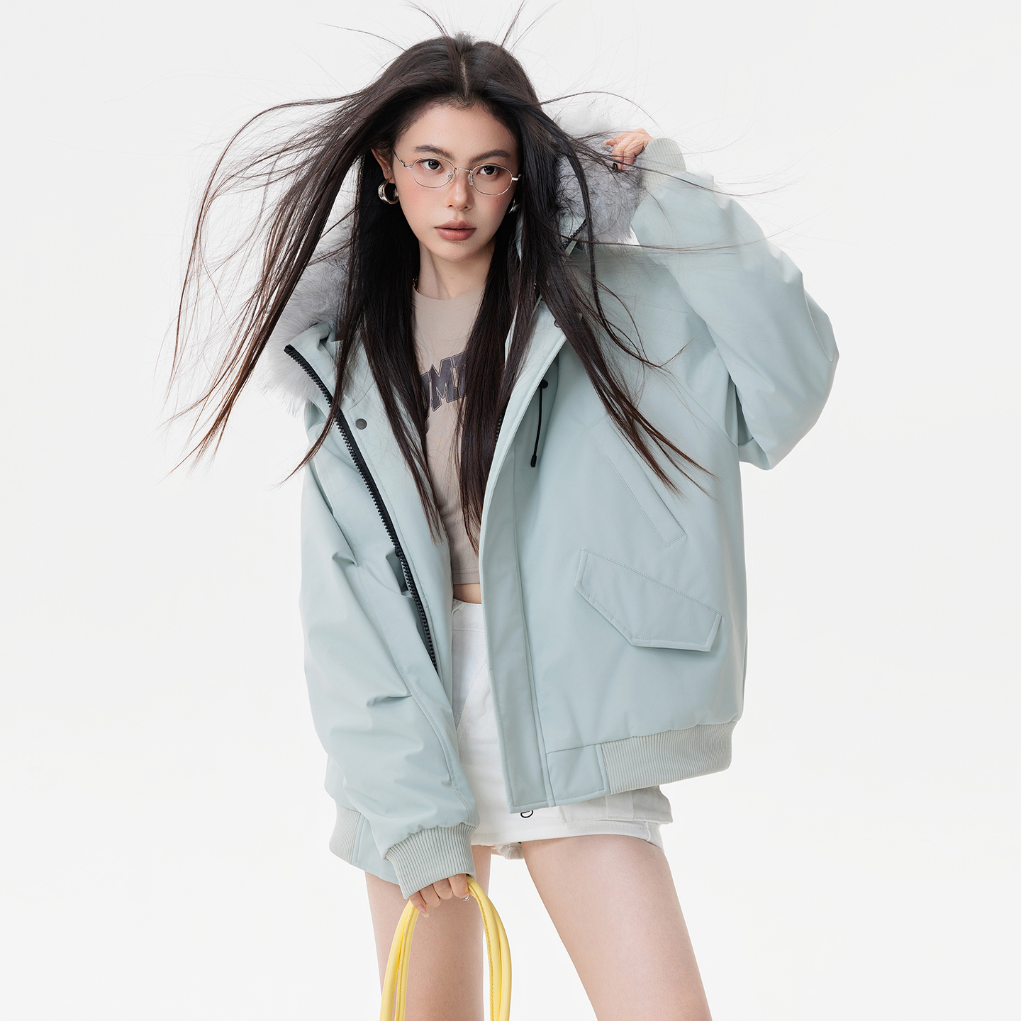 大口袋设计座山雕帽子可拆卸百搭防风御寒保暖痞帅棉服 男女同款