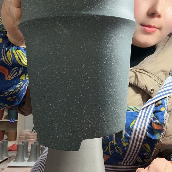 紫砂花盆阳**兰仿古竹节豆青2个