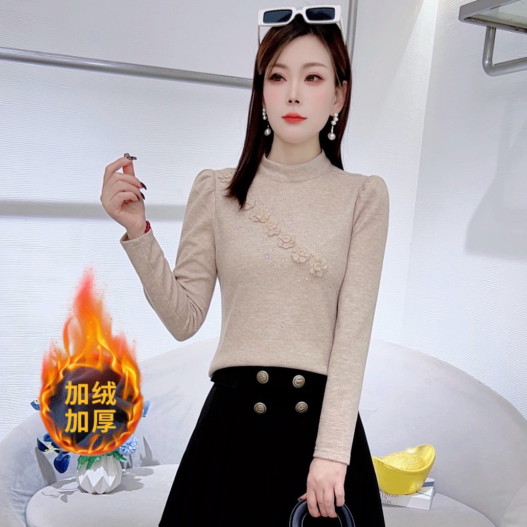 A9198时尚设计感长袖T恤女冬季新款洋气气质上衣减龄百搭