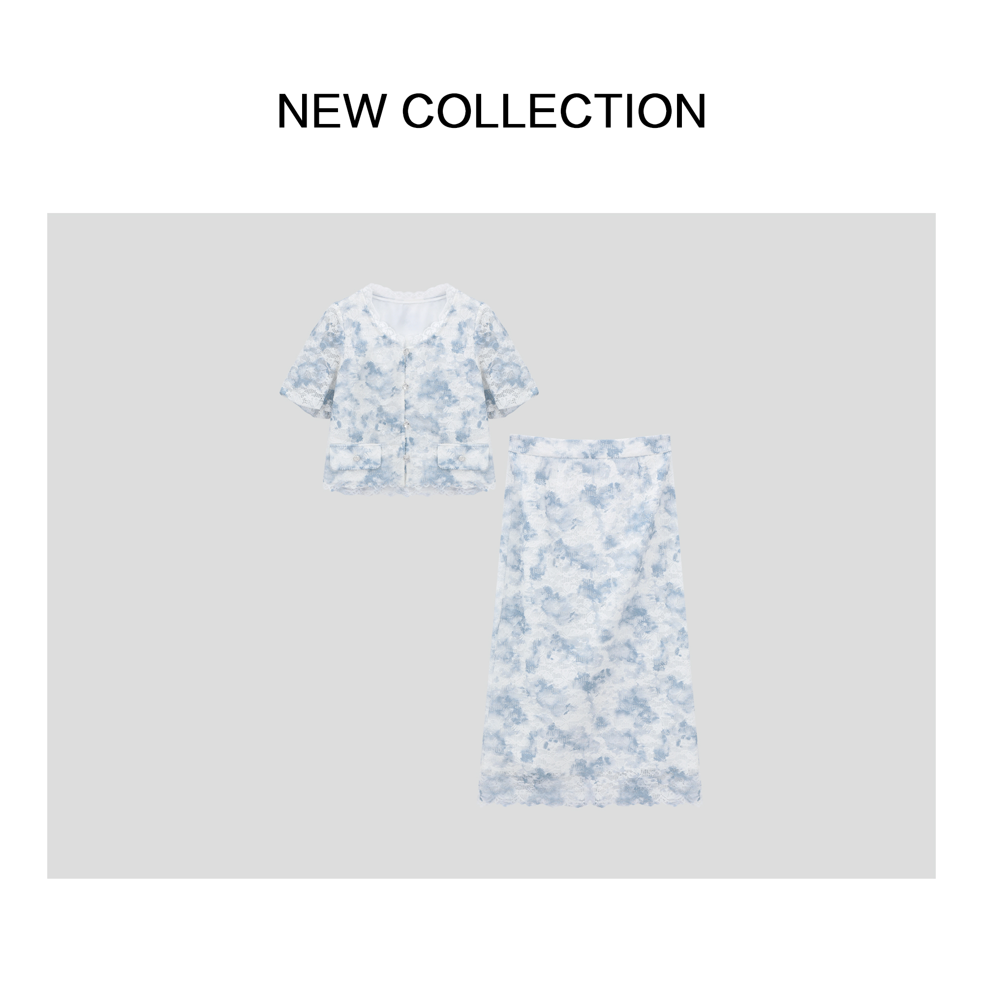 【婷婷专属】夏季新品时尚上衣+半长裙套装 D1528086-28086