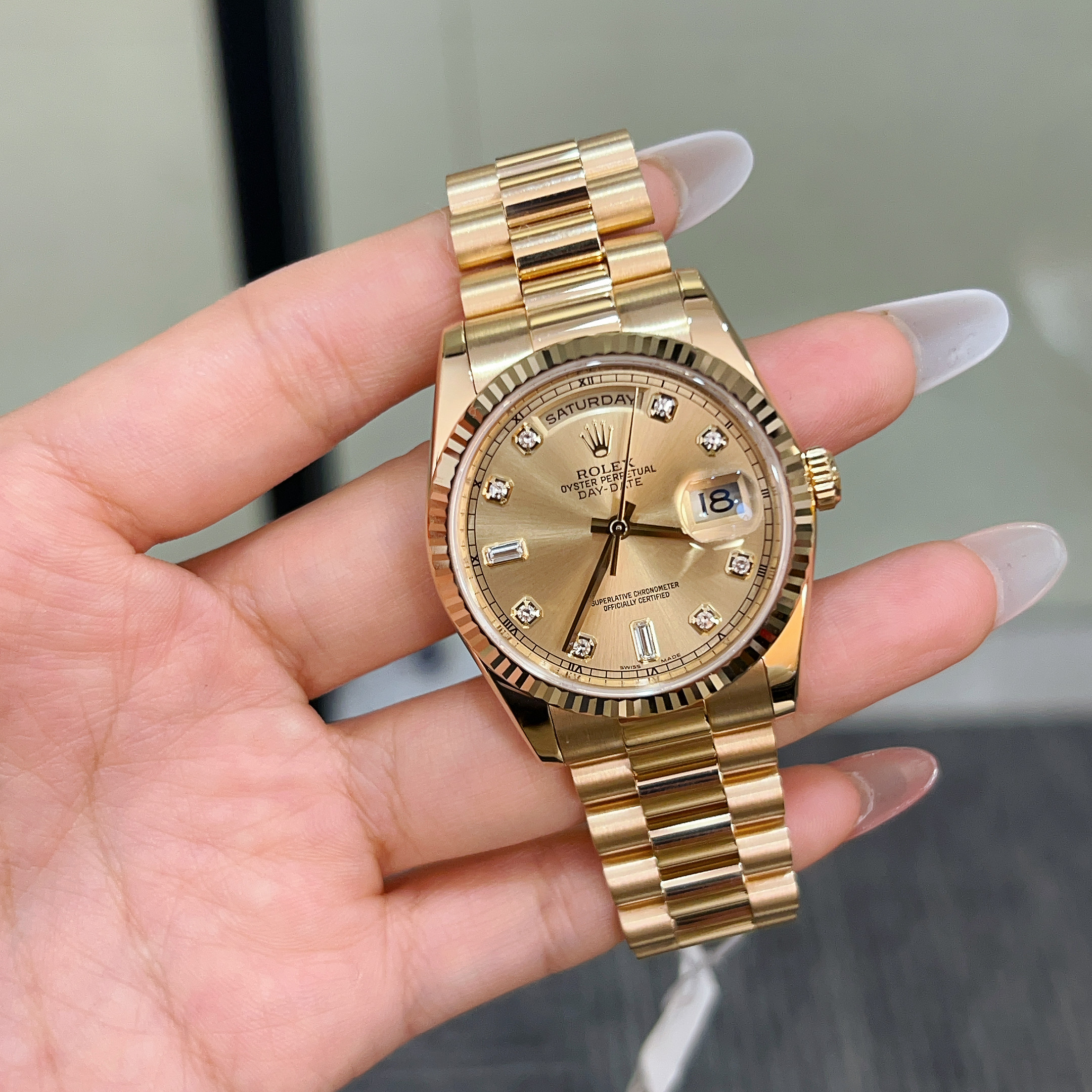 99新 Rolex/劳力士 日志/118238/36mm/自动机械腕表/原盘原钻单表