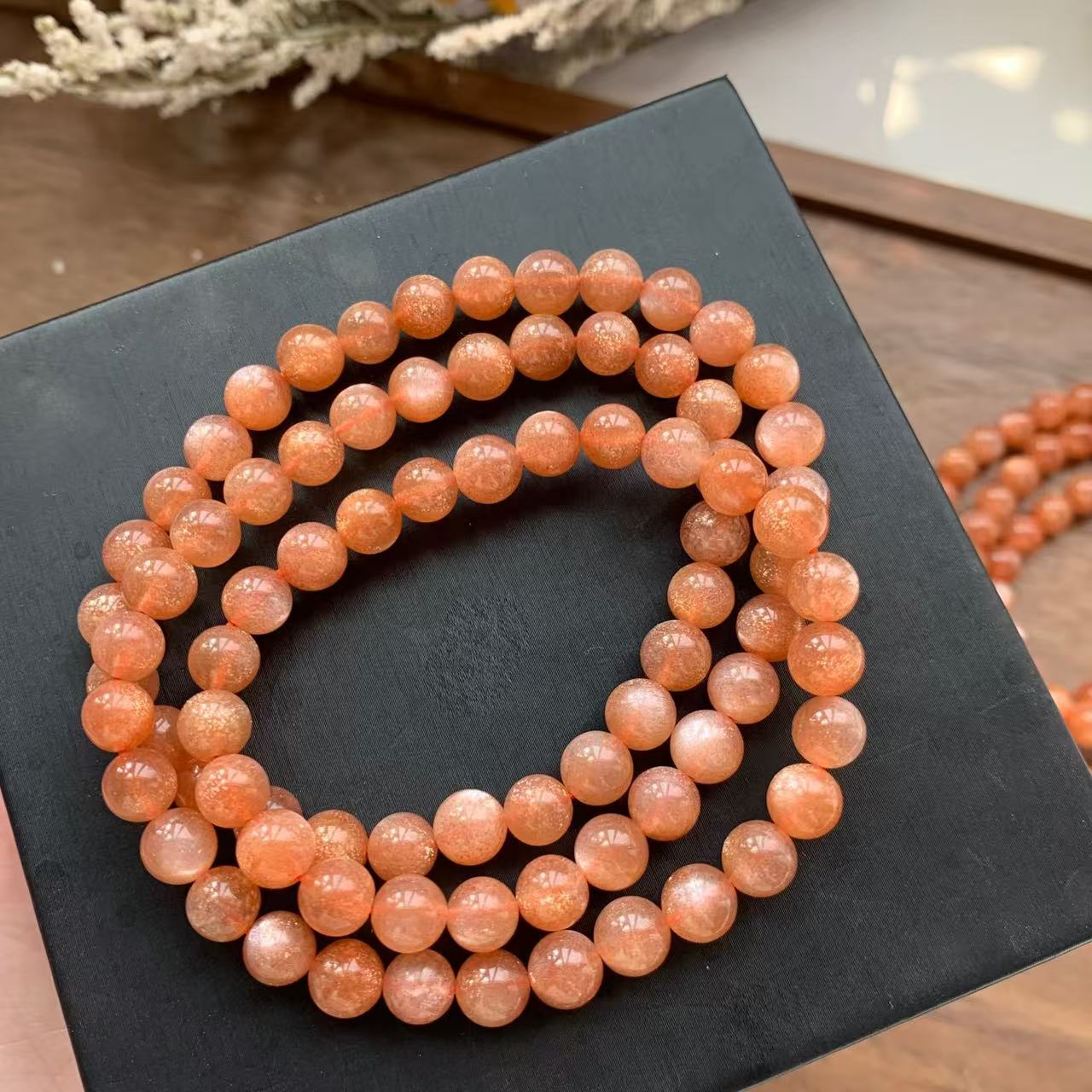 TY02天然金太阳多圈手链手串爆闪橘红日光石手串多样性发一