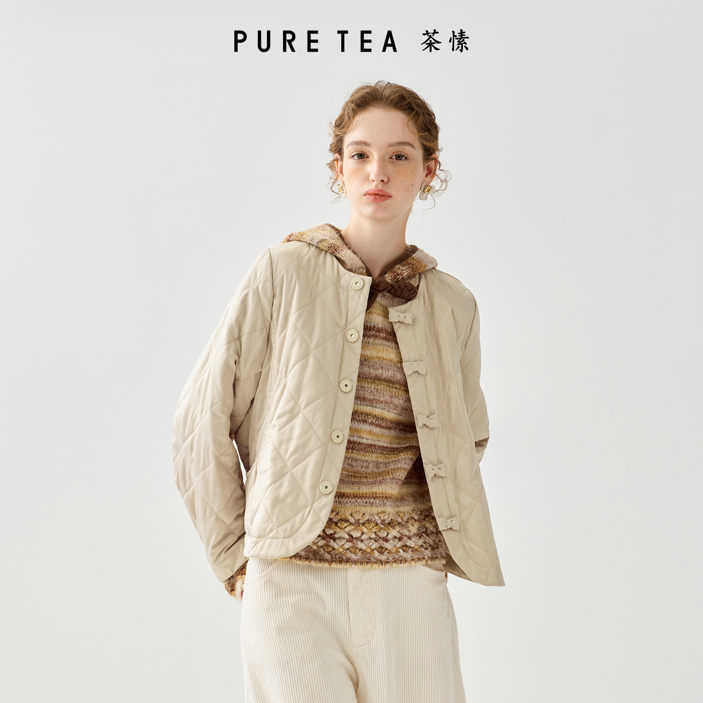 puretea茶愫中式扭绳盘扣圆领短款轻盈外套女KW0102D31