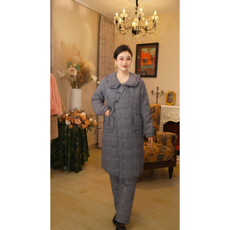 【藏蓝】25秋冬新款加厚保暖时尚气质家居服套装睡衣5007