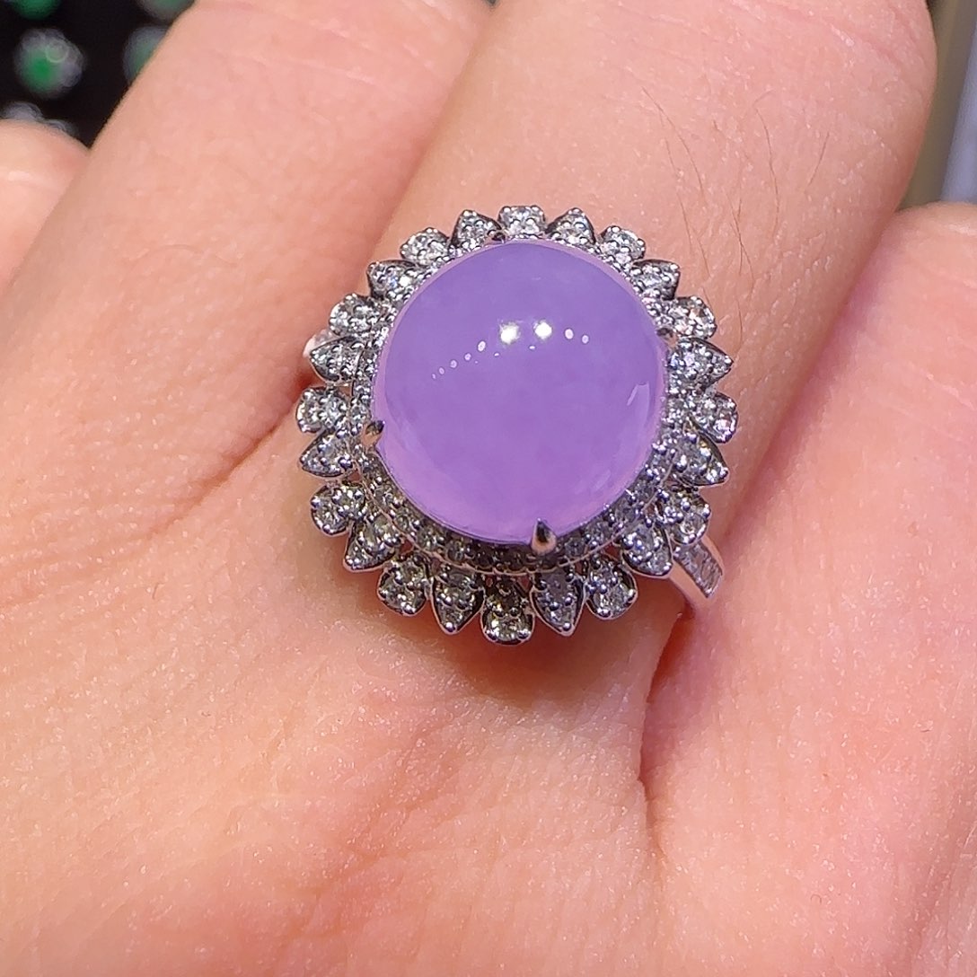 翡翠戒指18K金镶嵌戒指