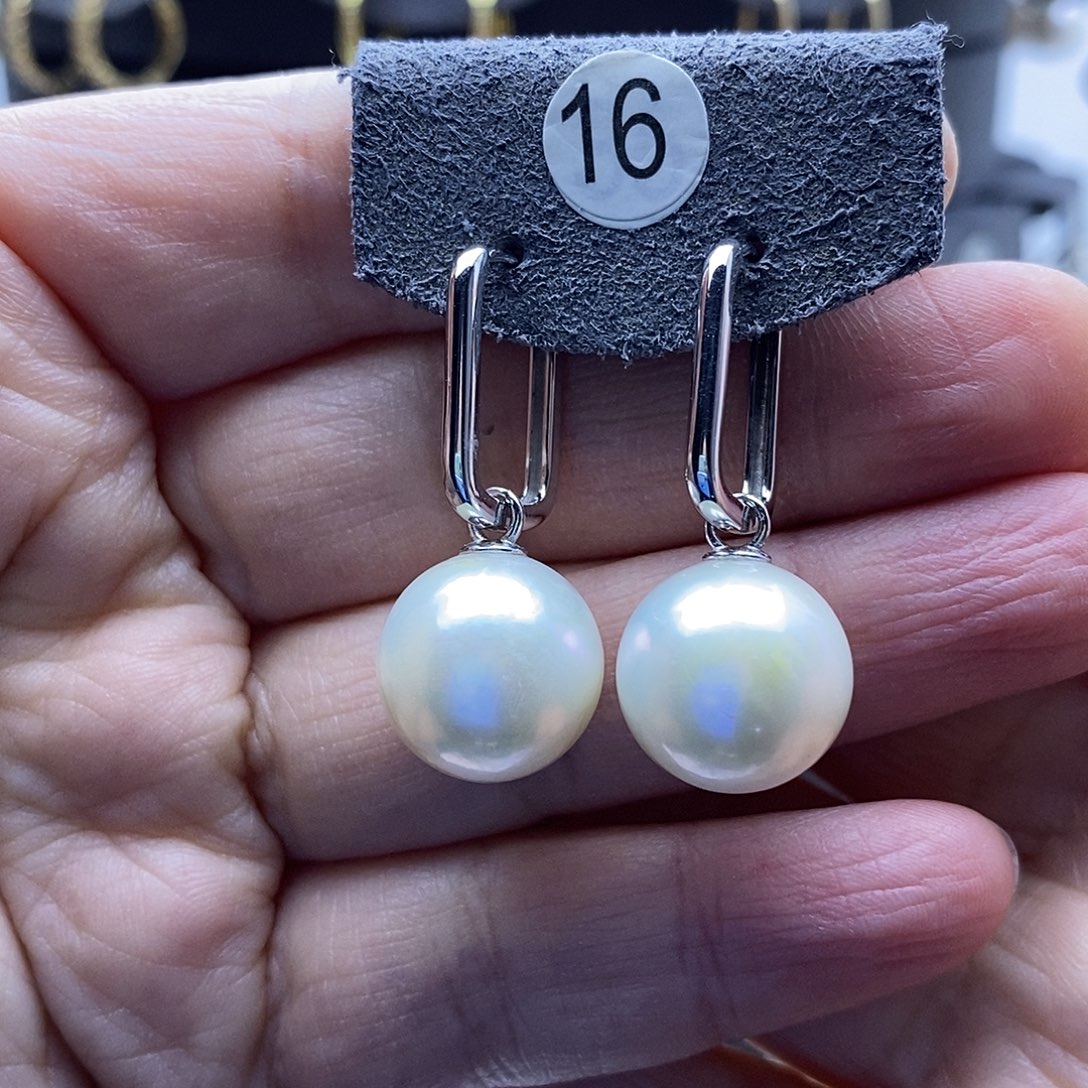 淡水珍珠耳饰银S925镶嵌