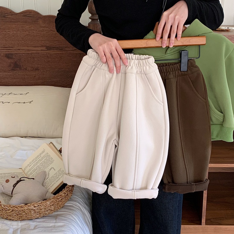 棉60%儿童裤子加厚男童直筒裤秋冬款宽松透气冬季小男孩休闲长裤