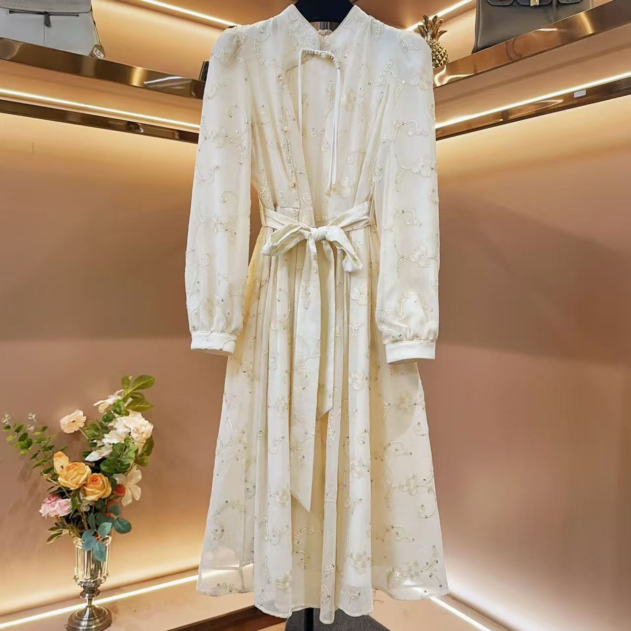 【海棠依旧】《燕》轻奢设计师款优雅气质修身时尚收腰连衣裙-88090