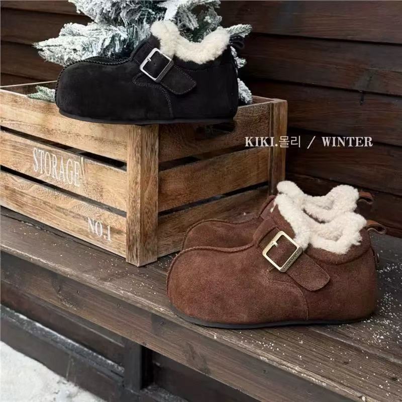 【C.H】2025加绒勃肯鞋女鞋一脚蹬拖鞋保暖厚底增高毛毛鞋半拖