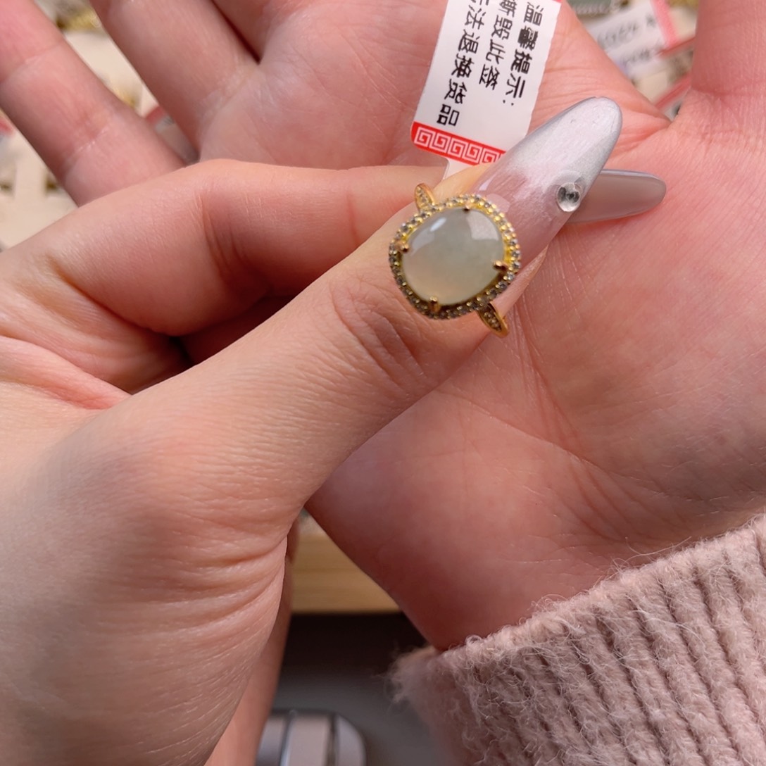 翡翠戒指银S925镶嵌66999