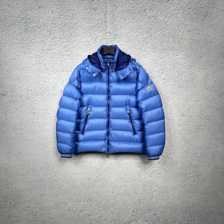 99新 MONCLER  Thoule系列 蓝色徽标贴饰连帽绗缝羽绒服 2码