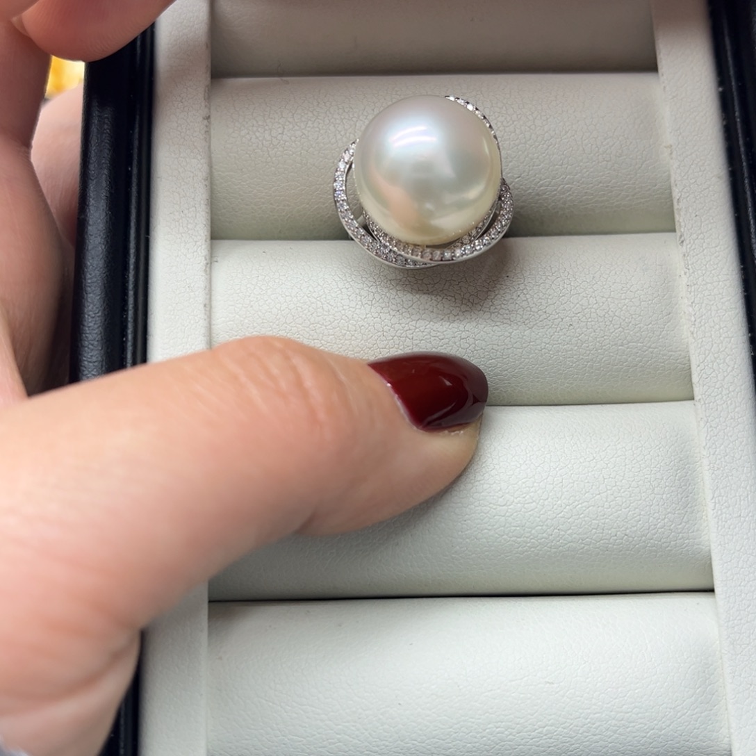 海水珍珠戒指银S925镶嵌
