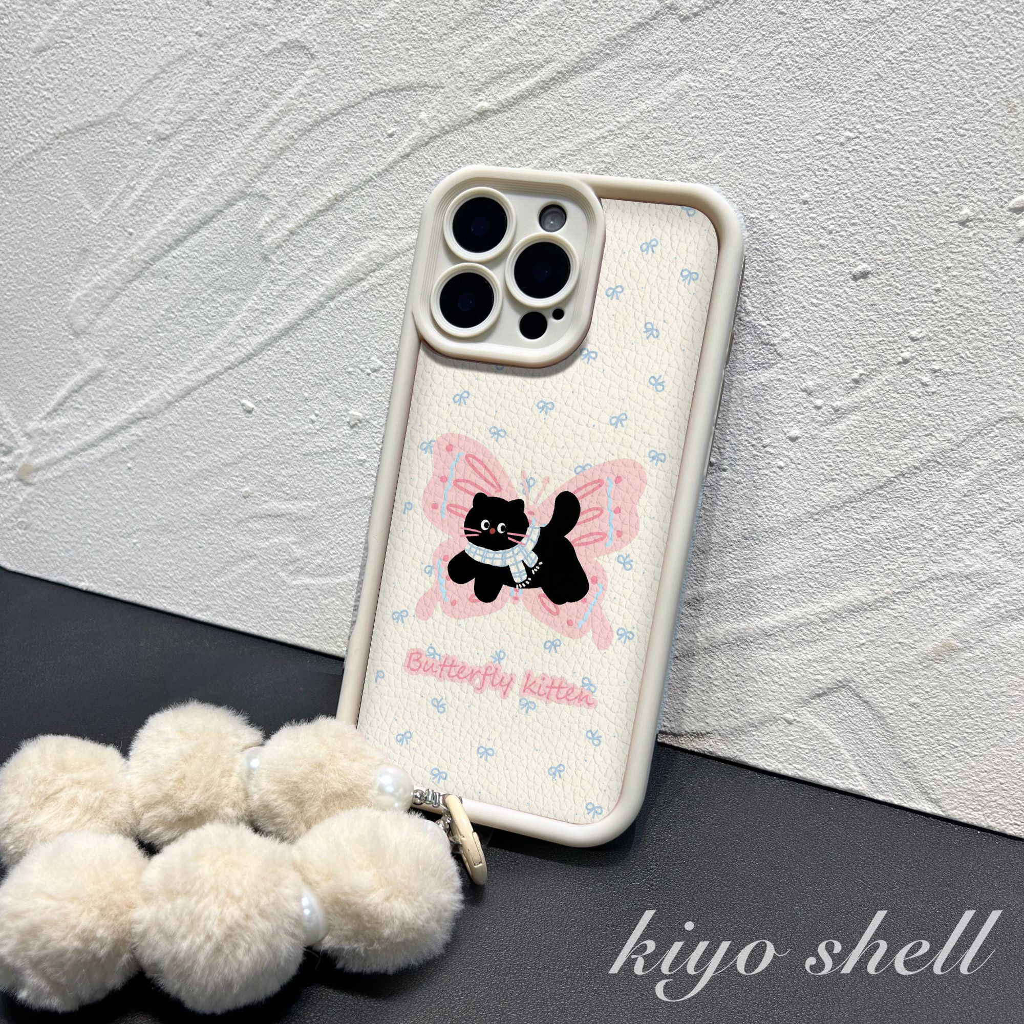 蝴蝶小猫适用苹果17pro防摔手机壳iPhone16华为vivo小米17oppo