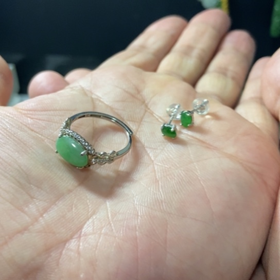 婷***5翡翠银S925镶嵌戒指一起