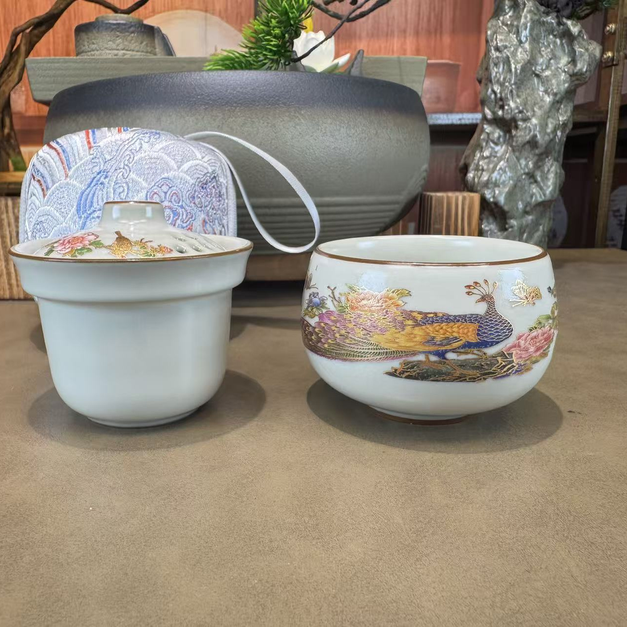 【瓷里】孔雀一人饮旅行茶具H059