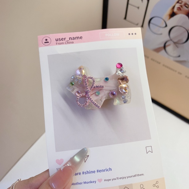 小狗发夹手工华子闪钻西高地修狗侧边鸭嘴夹子碎发整理夹子发夹