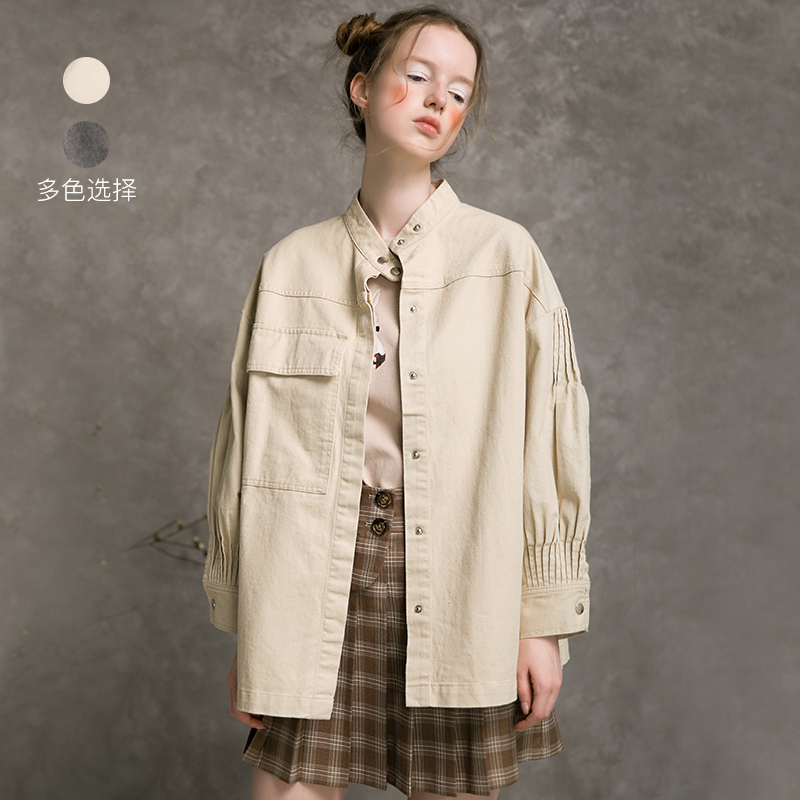 famecoco范可儿牛仔外套女早秋小众百搭修身短外套F215AB110