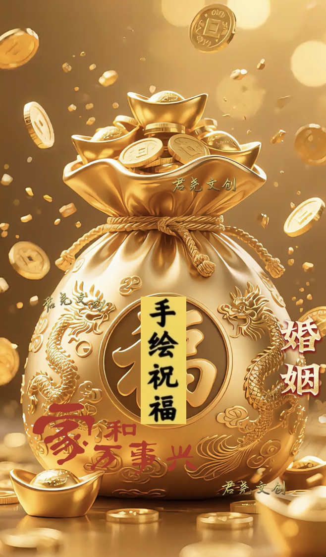 7号 老师推荐 家庭 和和美美手绘卡  福袋生肖挂饰