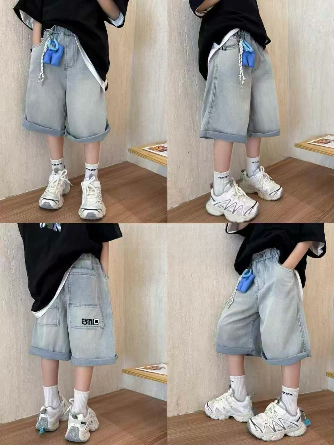 夏季潮童牛仔五分短裤66806-1