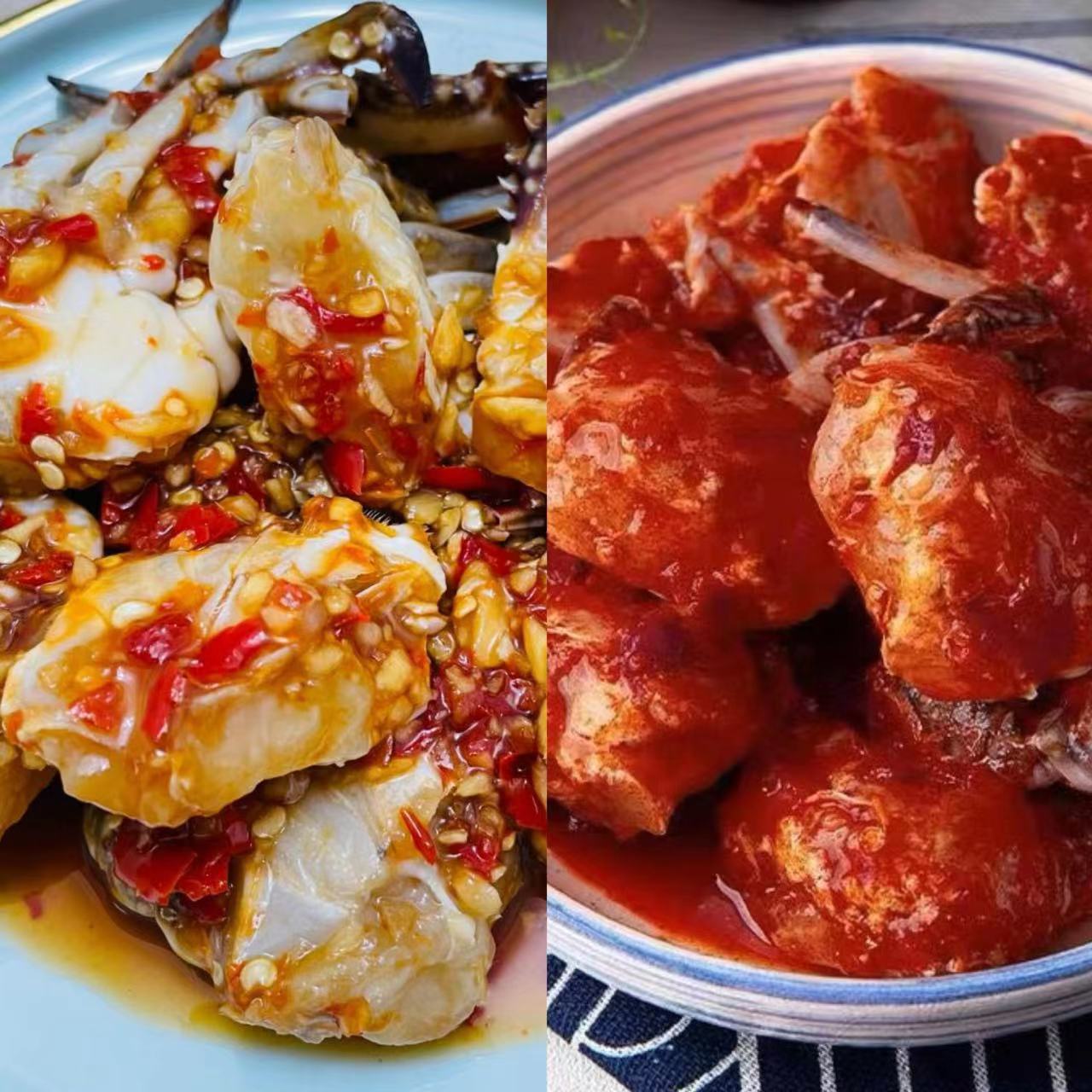 韩式辣拌蟹块300g/盒-泰式蟹块350g/盒（冷冻保存）