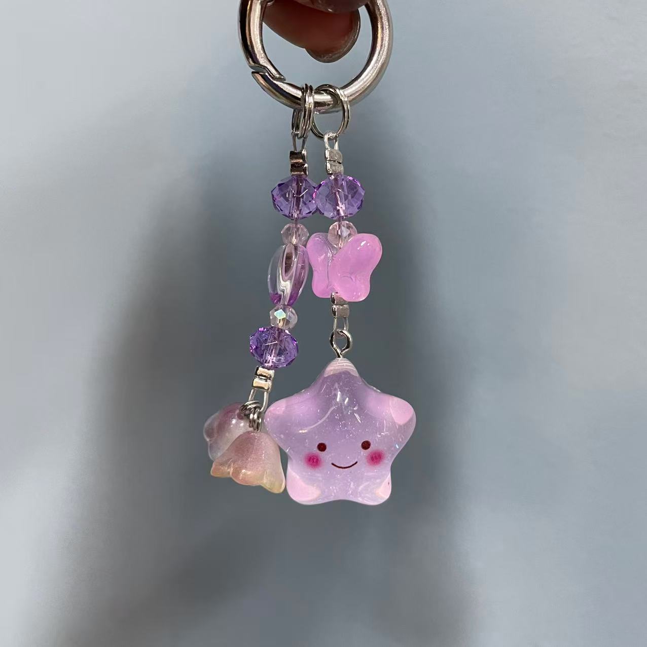 紫色五角星手机扣E842