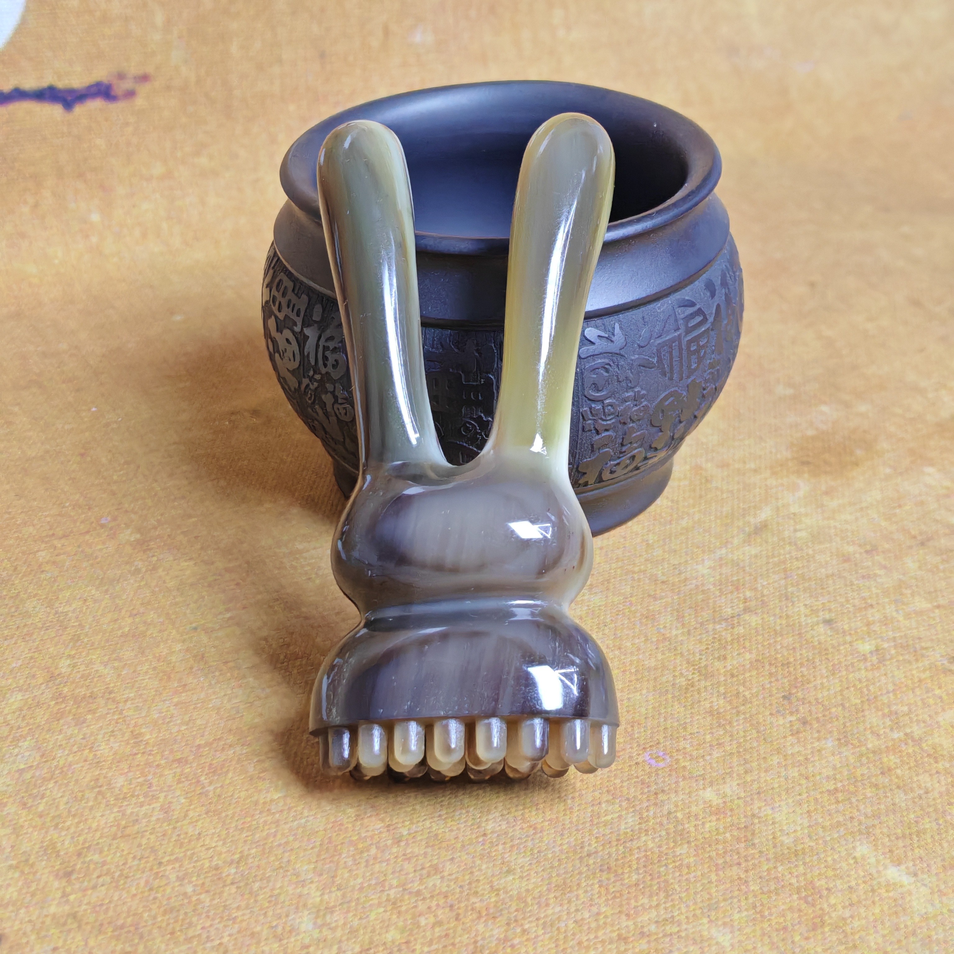 白水黑金刚兔子莲蓬按摩脸部导入提拉耳刮鼻刮双头按摩棒家用