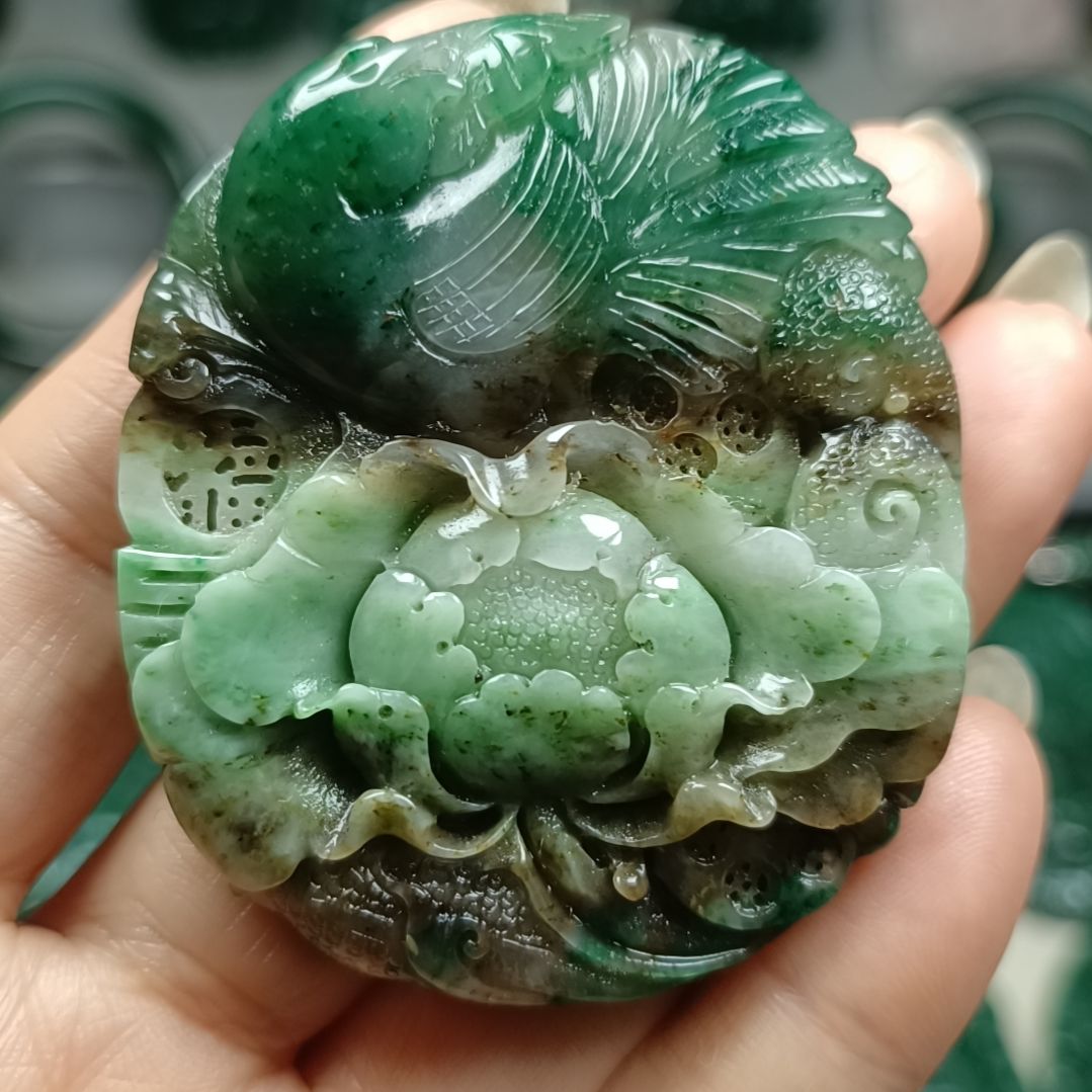 独山玉花开富贵未镶嵌