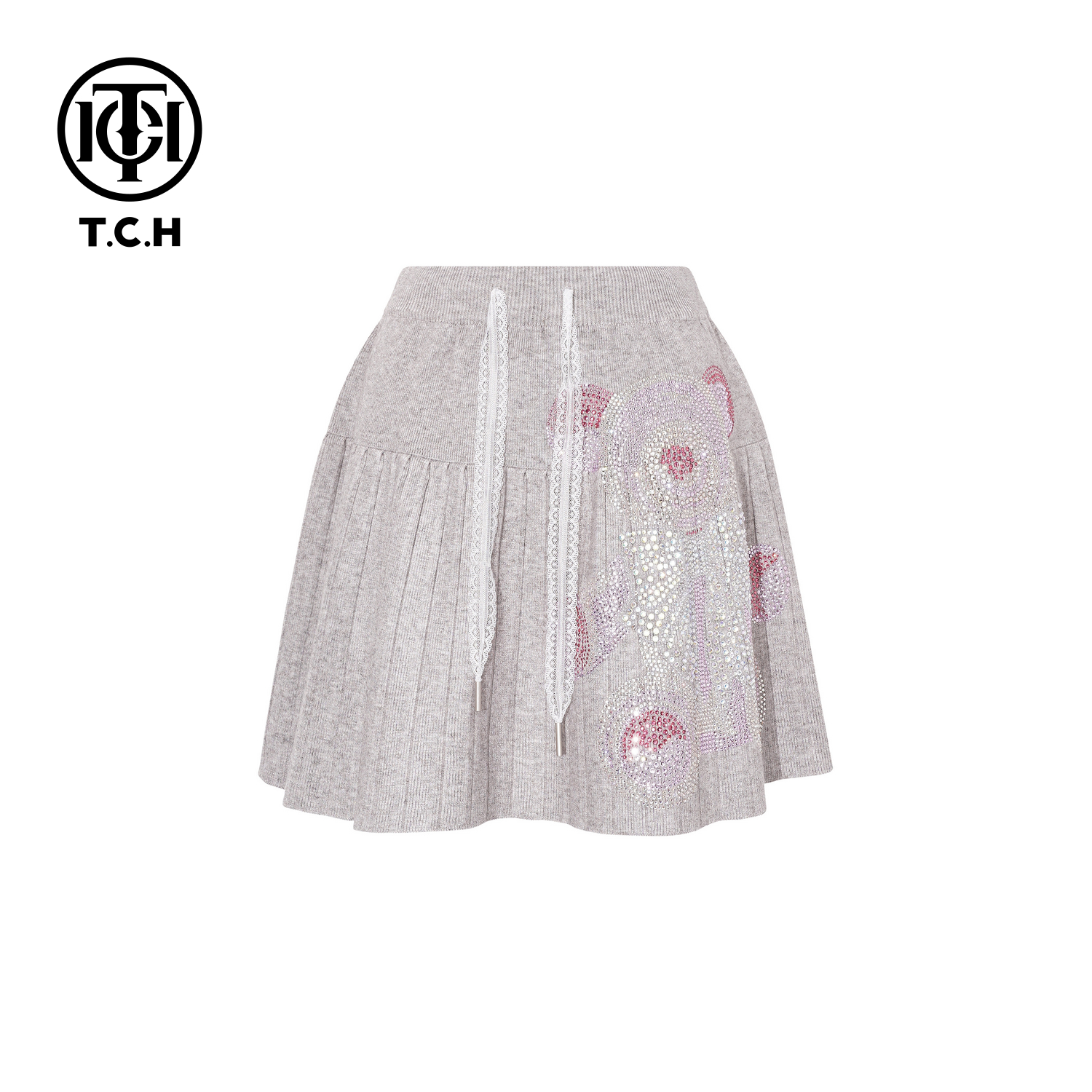 TCH【柔软舒适】冬款时尚烫钻灰色休闲风女装半裙T75D22E1026