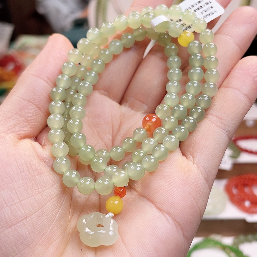 和田玉手链未镶嵌时*6