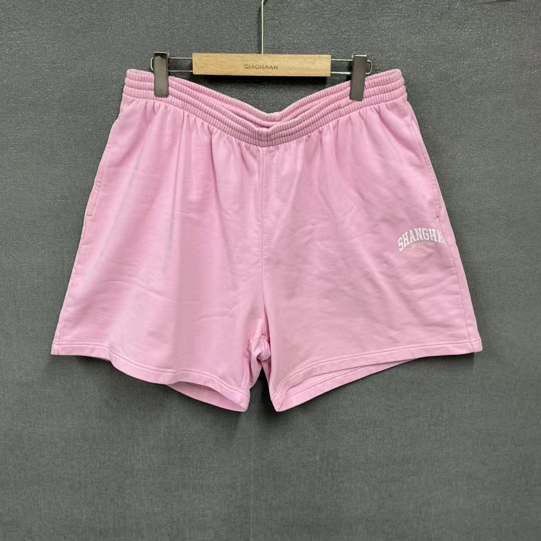 99新 Balenciaga/巴黎世家 上海限定印花logo粉色短裤/新L码