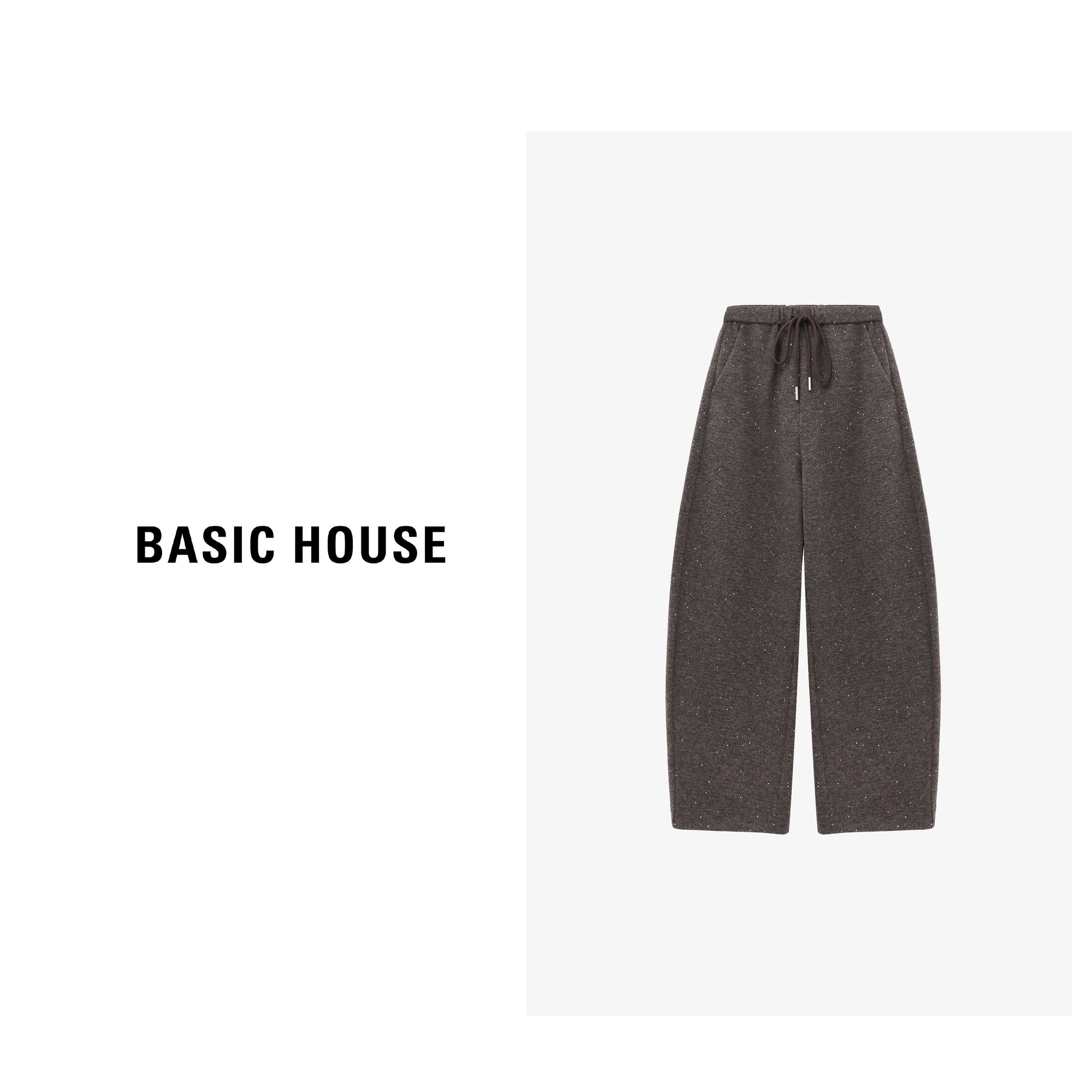 Basic House/百家好新款时尚休闲宽松保暖亮晶长裤-B0625B5QET2