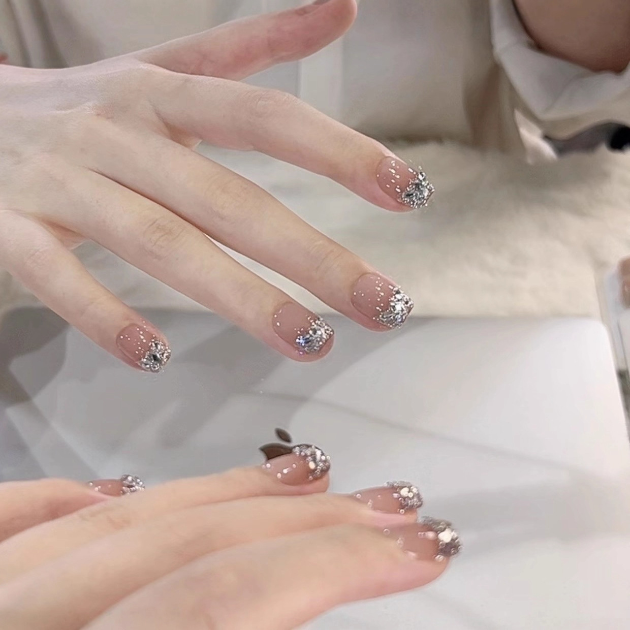 手工穿戴甲11-03法式高级纯手工温柔气质爆闪简约穿戴甲美甲