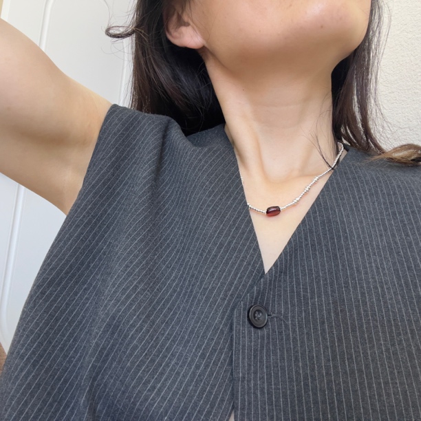 链子925银 阿腾莎银饰 项链 谷雨  小众百搭红色时尚项链