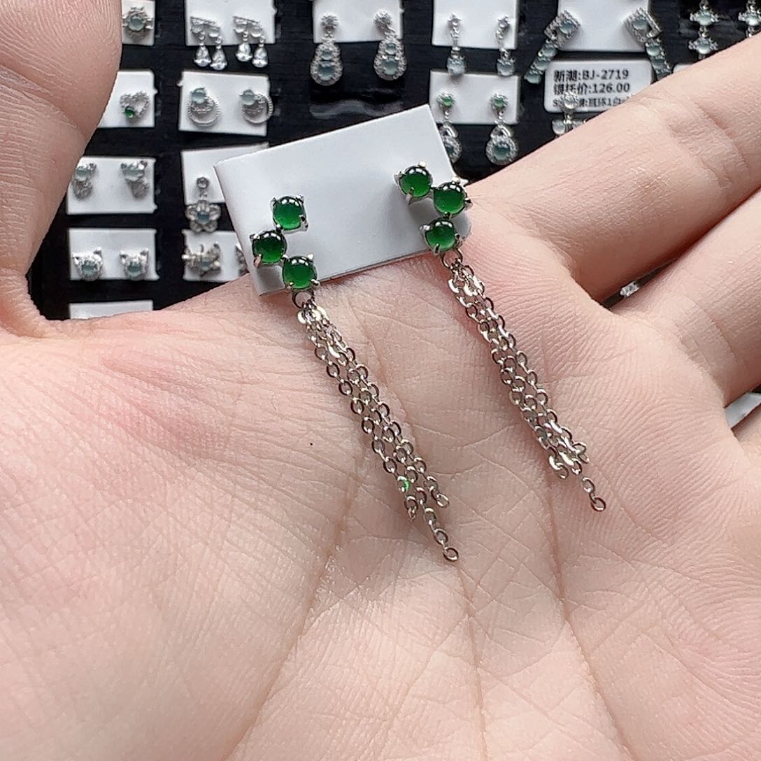 翡翠手链银S925镶嵌天然翡翠A货