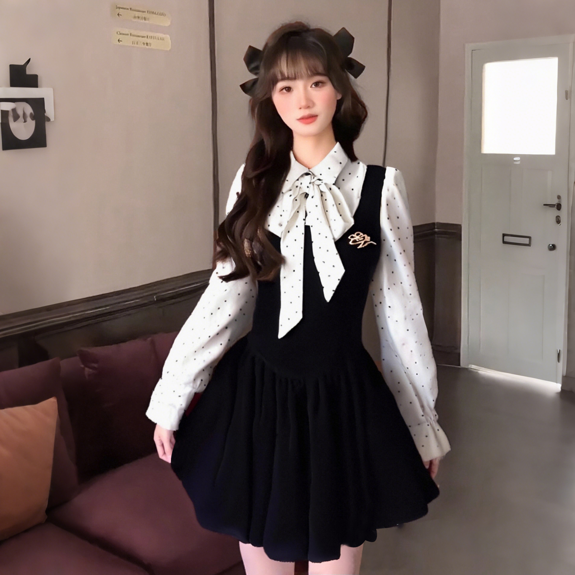 A时尚连衣裙法式蕾丝高级气质小香风套头小黑裙常规显瘦复古D0489