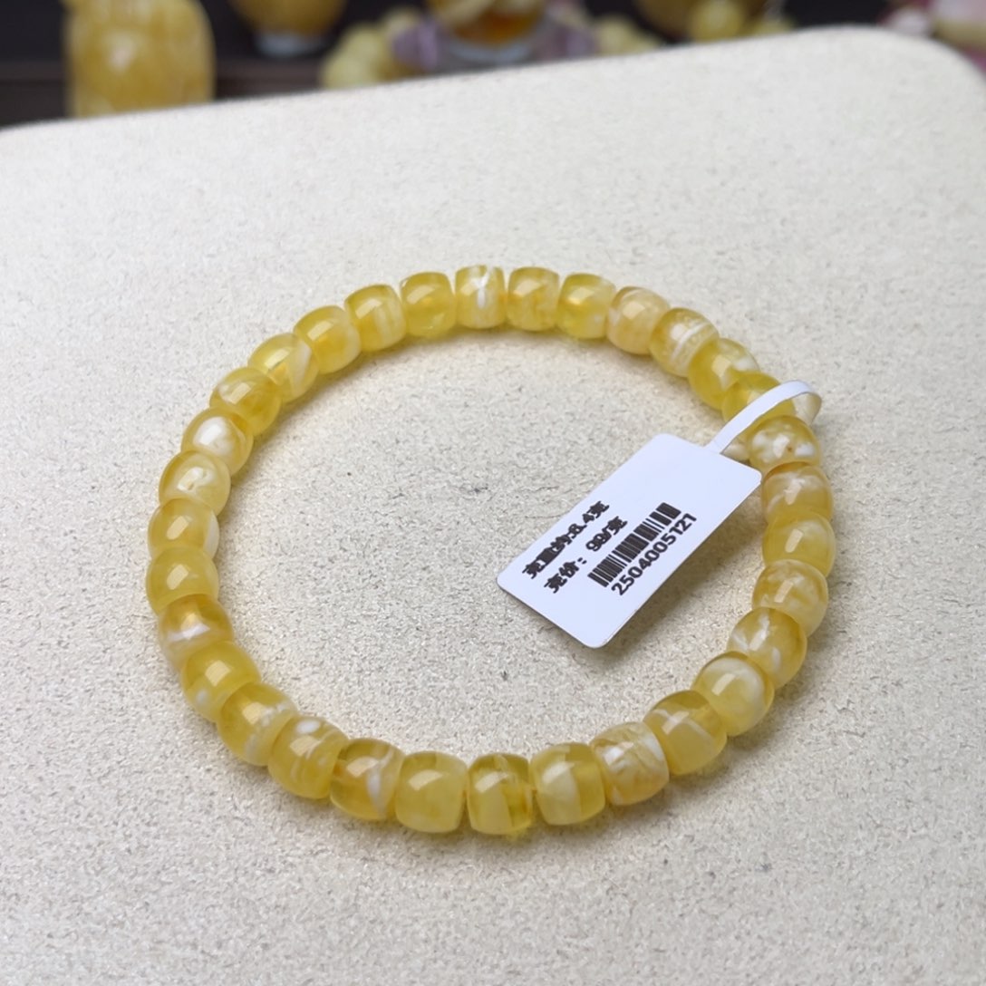 手链蜜蜡未镶嵌7精工直切金瓷白虎皮纹妖花