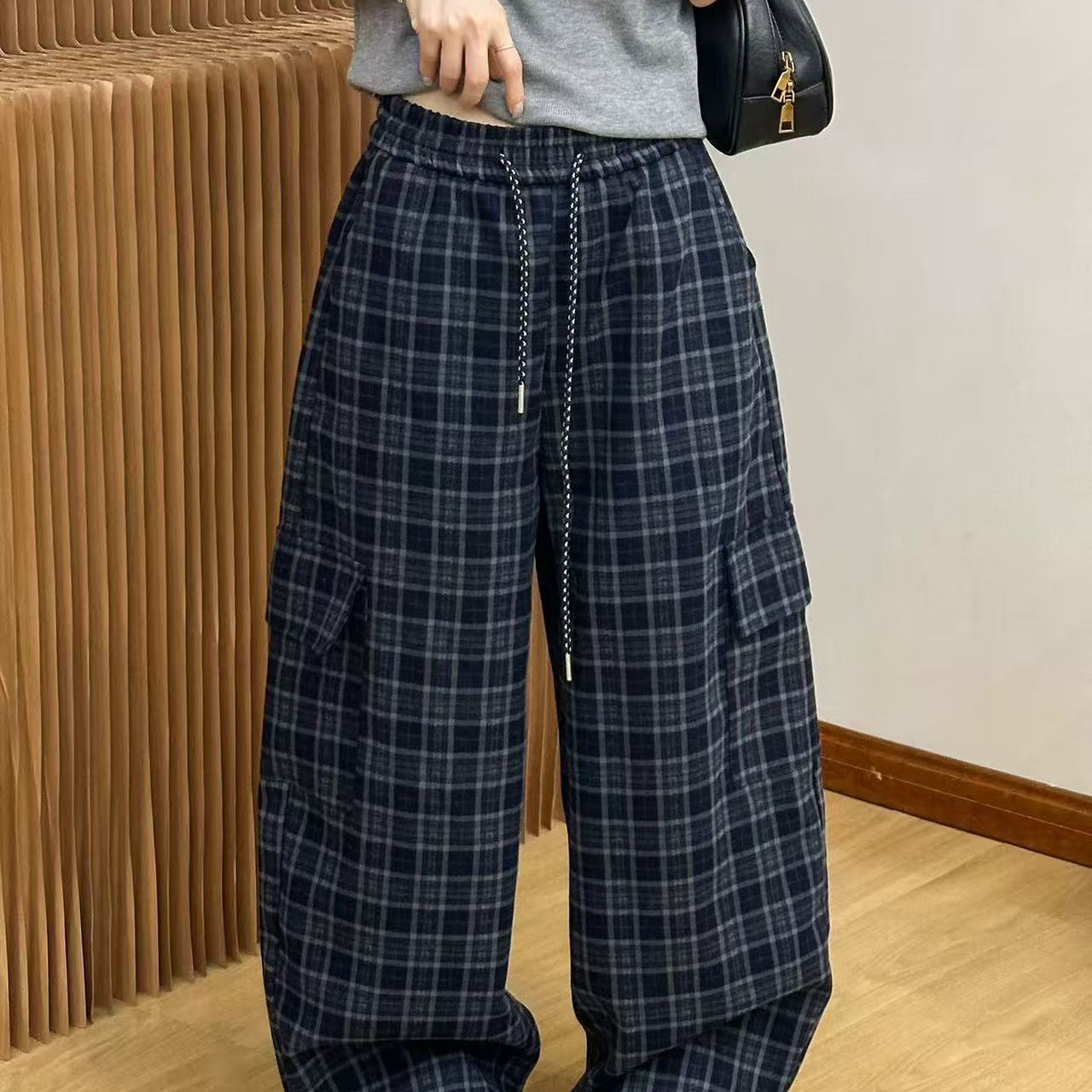 杭州芳芳家弯刀工装裤格子25918