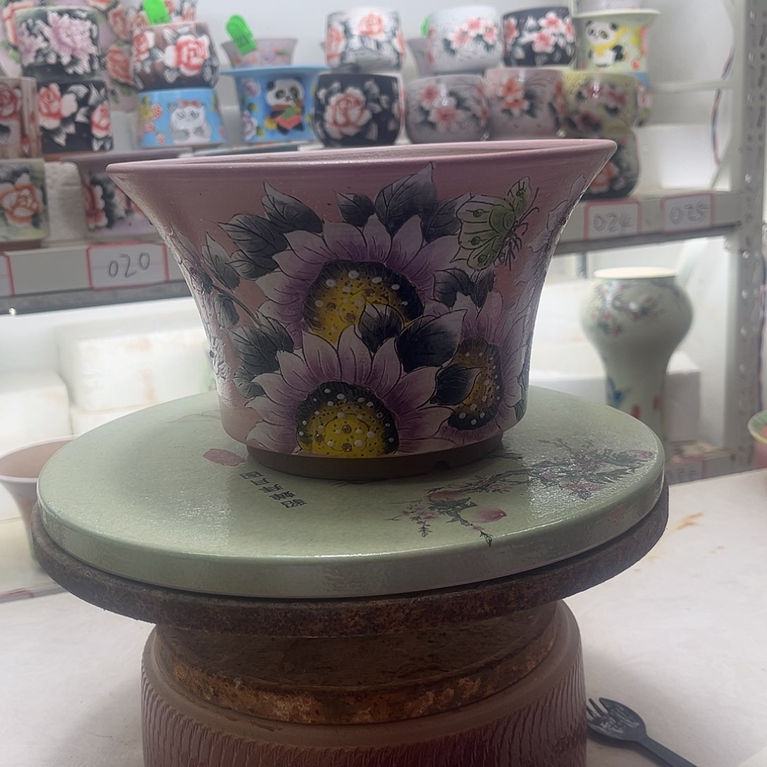 红陶景德镇纯手工手绘多肉花器