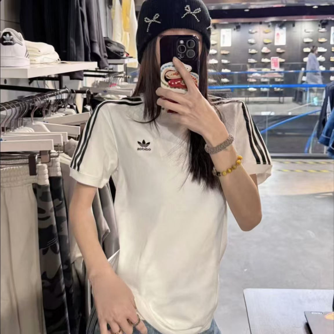 adidas/阿迪达斯三叶草女款3-STRIPES TEE运动休闲短袖T恤-IR8051
