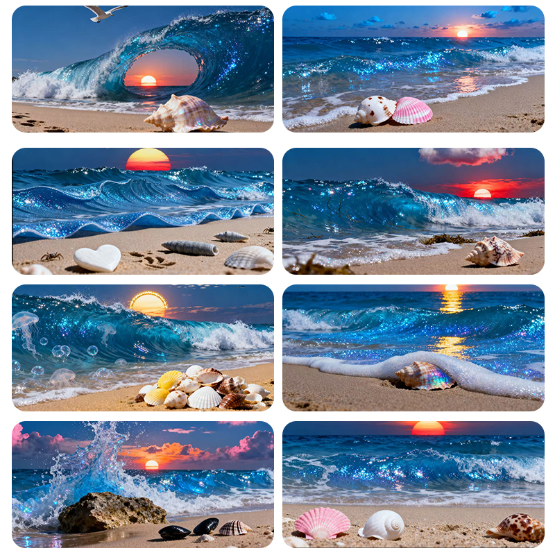 【鱼缸背景画贴纸高清定制贴纸鱼缸造景外贴纸壁纸海滩个性定制】