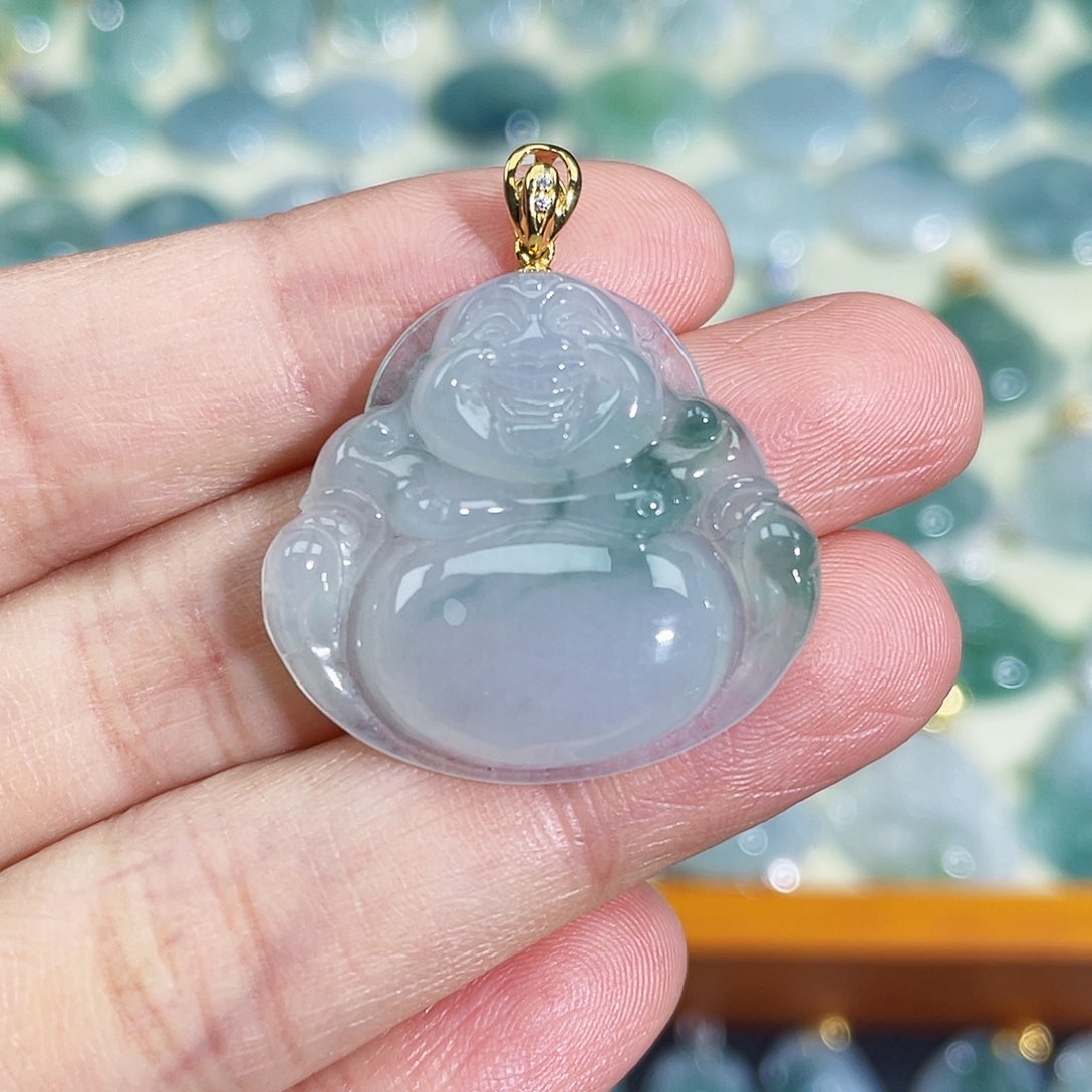 翡翠颈饰18K金镶嵌吊坠