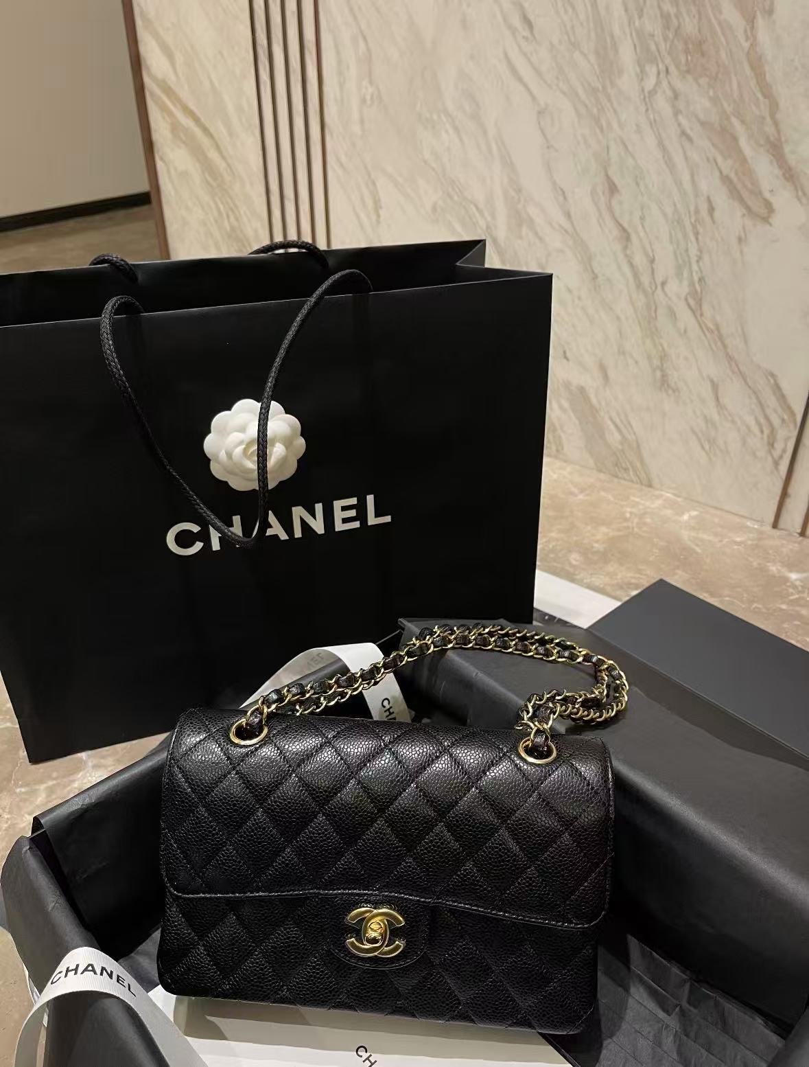 未使用 Chanel/香奈儿 4072001/黑金小号cf/单肩斜挎包/