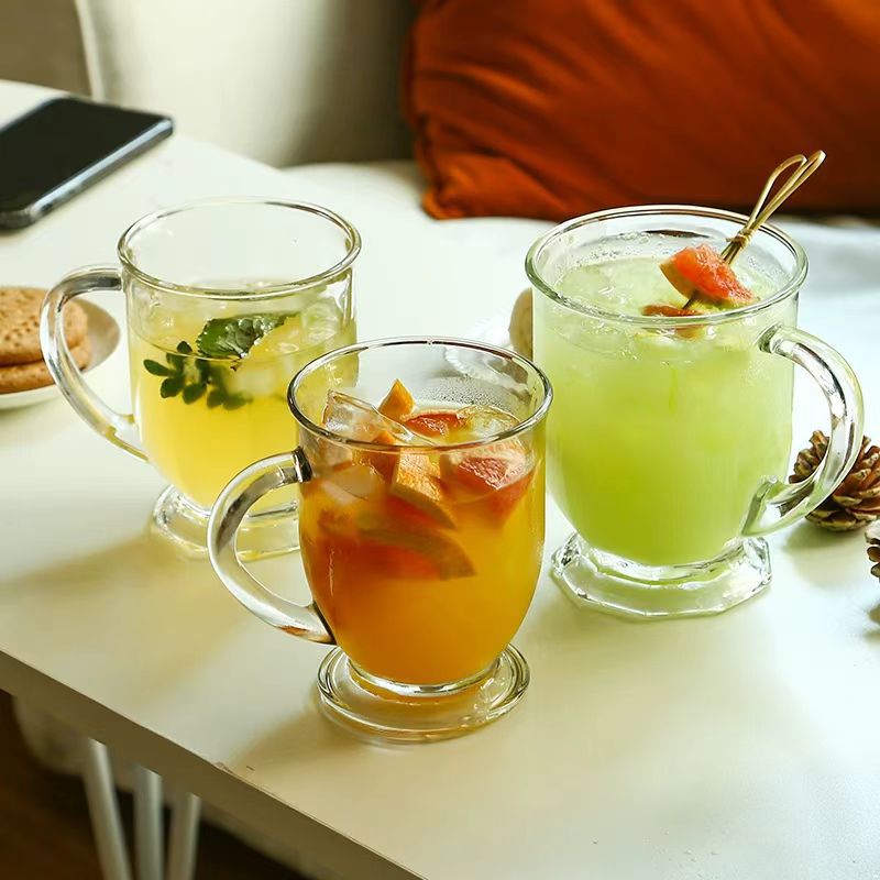 茶水分离款大肚咕噜杯网红INS玻璃杯简约把手奶茶饮料杯办公室家