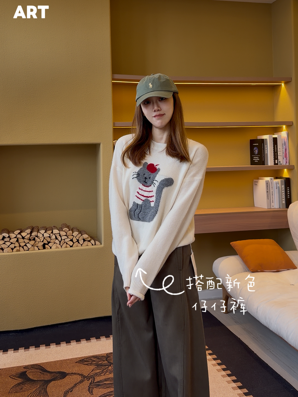 ART【喵星人】100羊不可机洗 冬季圆领宽松版型 柔软亲肤毛针织上衣