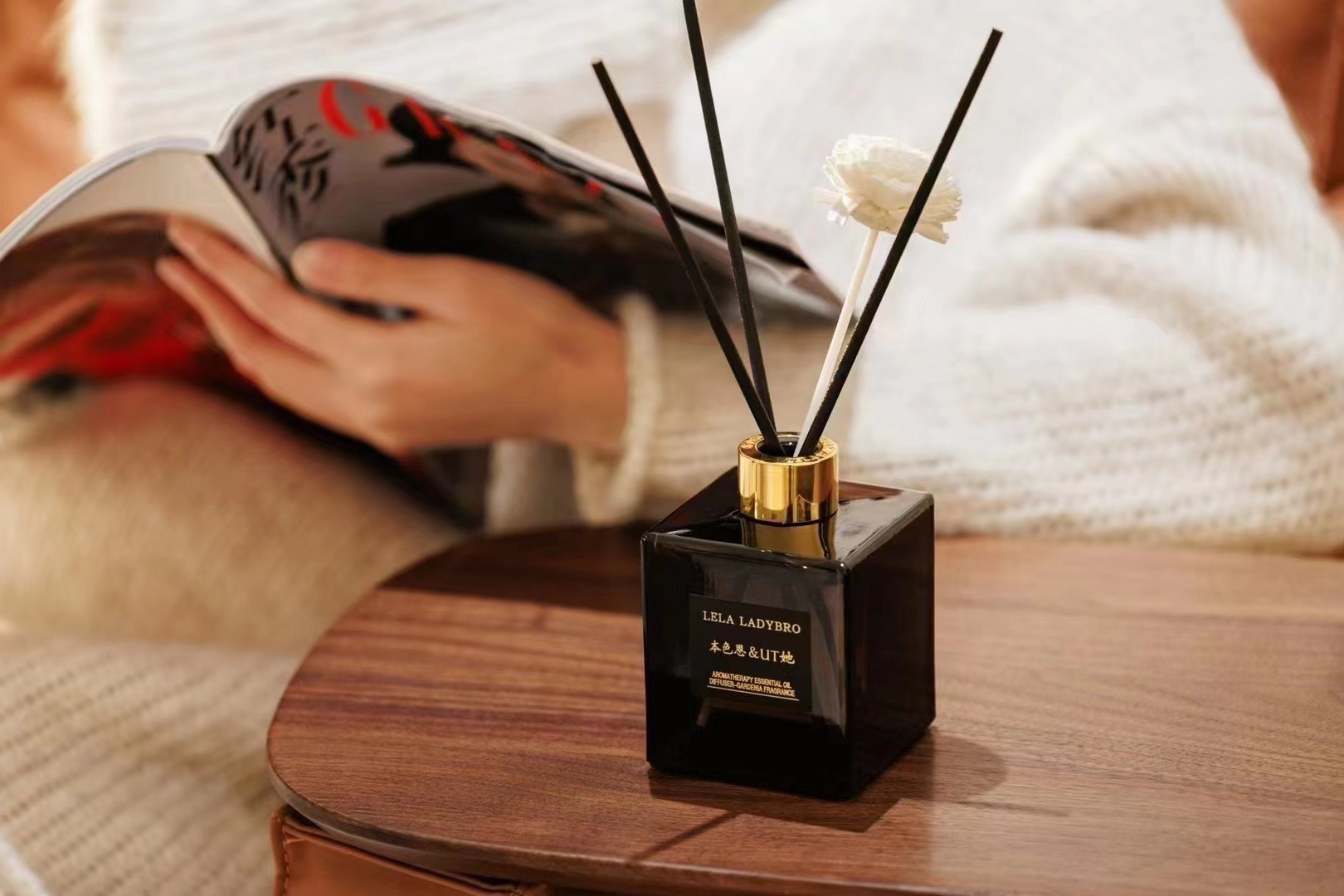 天然栀子花香薰室内除味香氛摆件