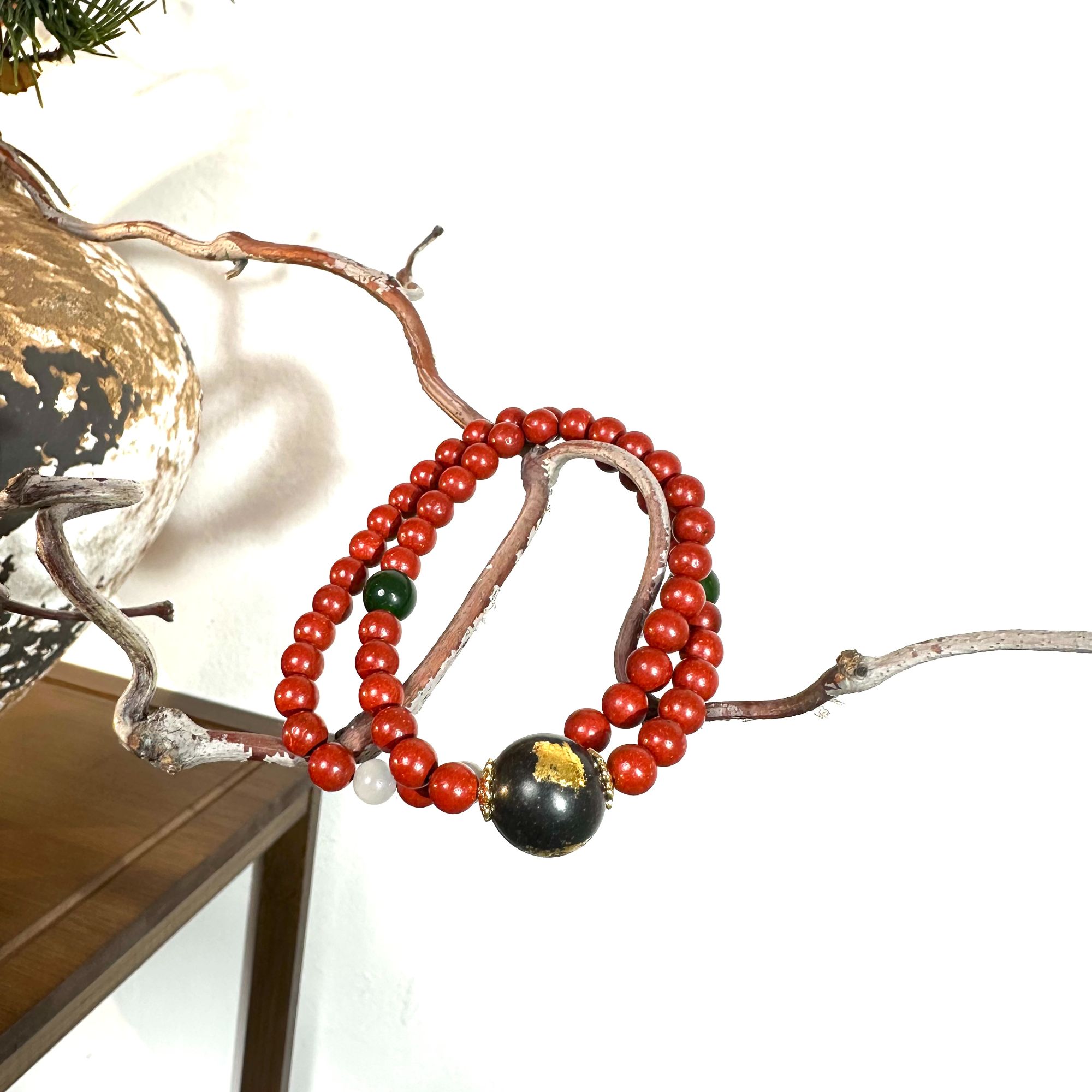 【晚吟】非遗合香-「花蕊夫人」0.6mm双圈款合香珠天然手工制作手串